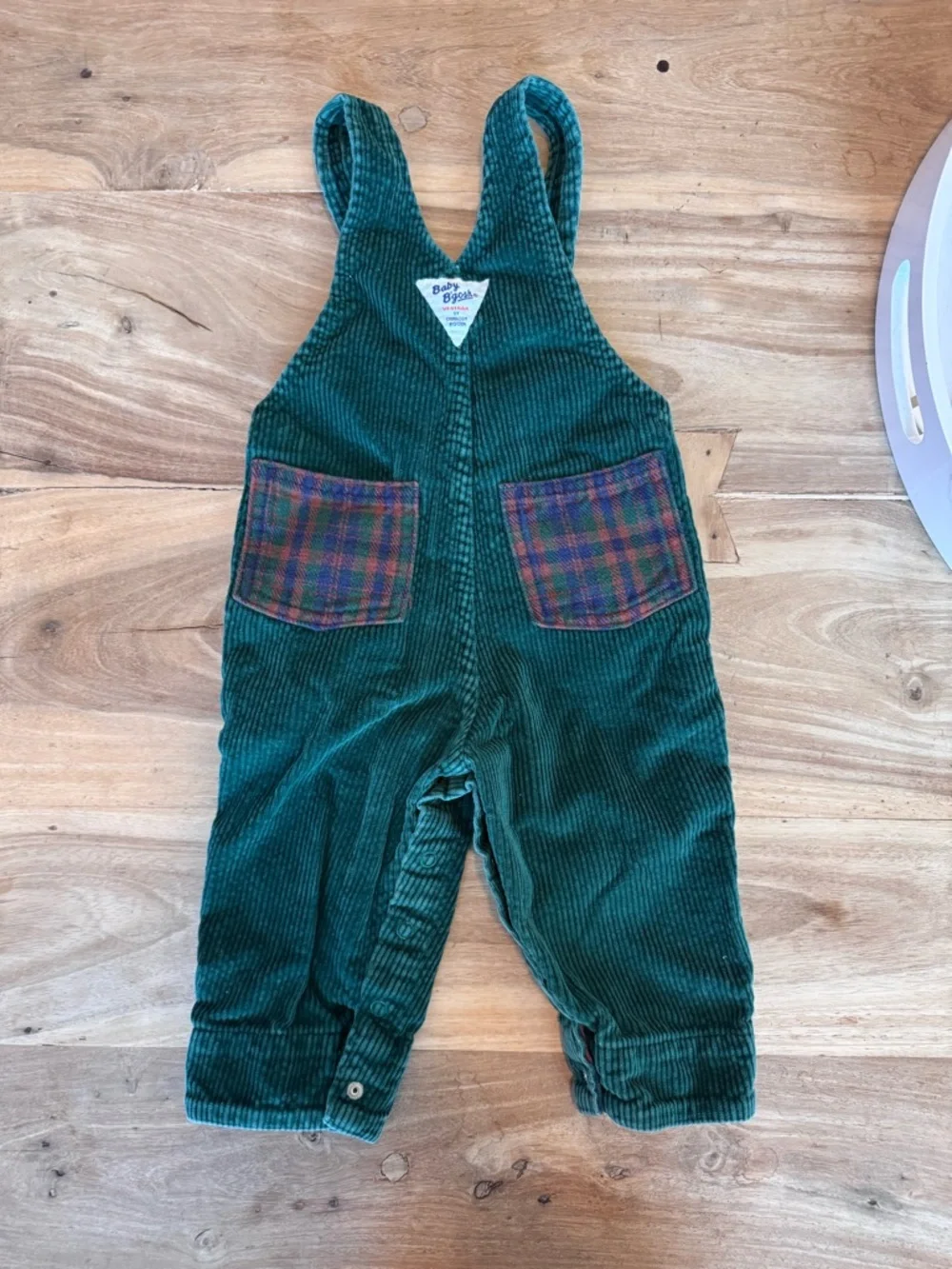 Vintage OshKosh B'gosh emerald green corduroy toddler overalls